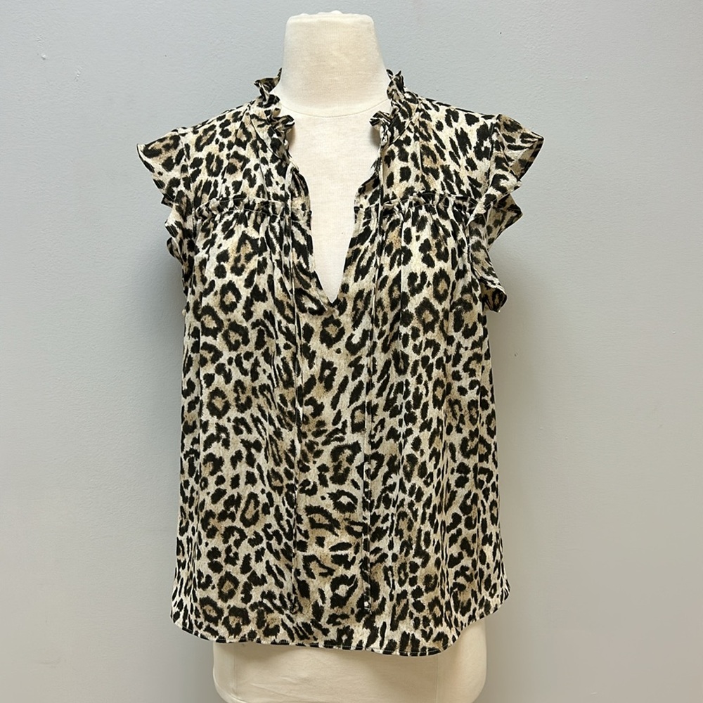 Re-imagined by J. Crew Leopard Print Blouse, Size M